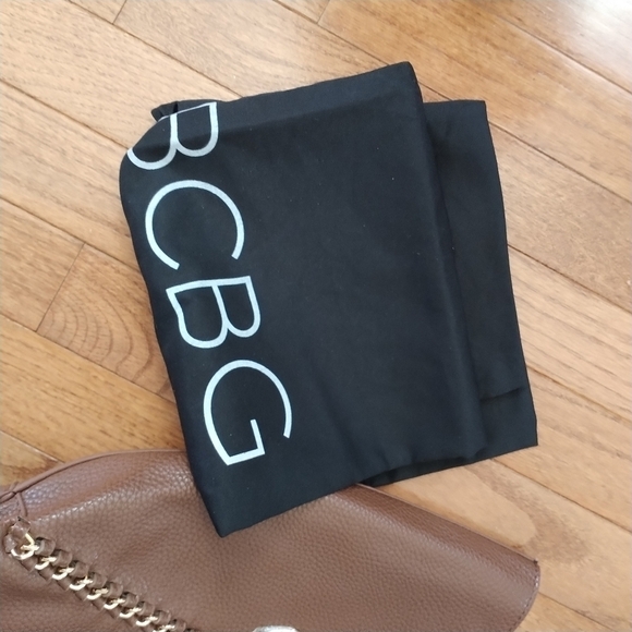 BCBG Paris Faux Brown Leather Shoulder Bag Tote - Picture 9 of 14